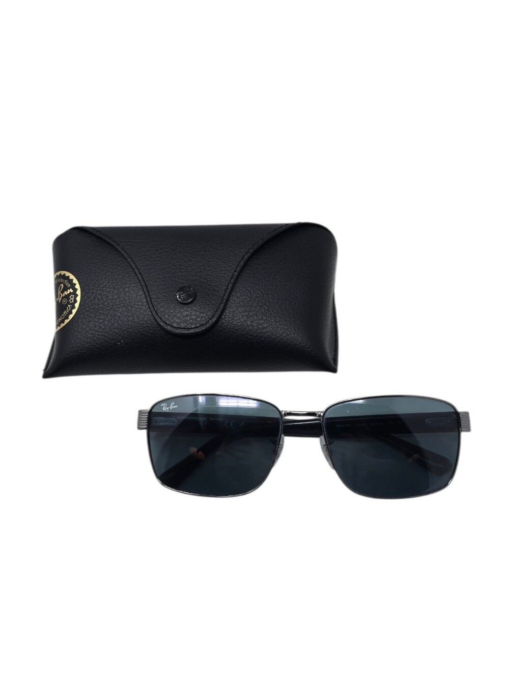 Ray Ban RB3750 004/R5 Gunmetal Blue Sunglasses 62mm Like New w/ Case